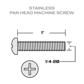 1/4-20 x 1" Stainless Steel Machine screw.
